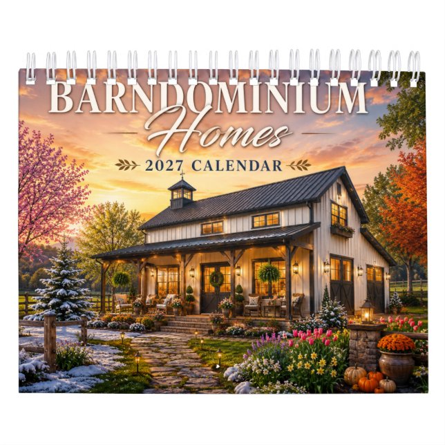 Casas Barndominium Calendário 2027 | País Rústico  (Capa)