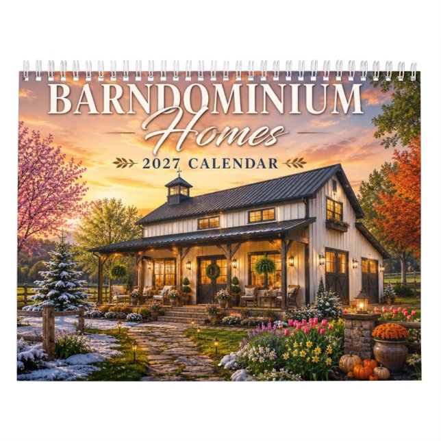 Casas Barndominium Calendário 2027 | País Rústico  (Capa)