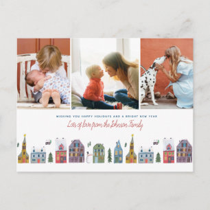 Casas bonitos do feriado do Natal cartão de 3