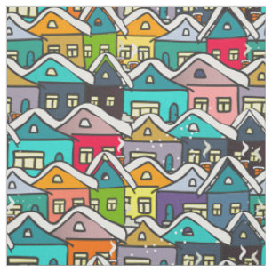 Casas Coloridas No Tecido De Inverno