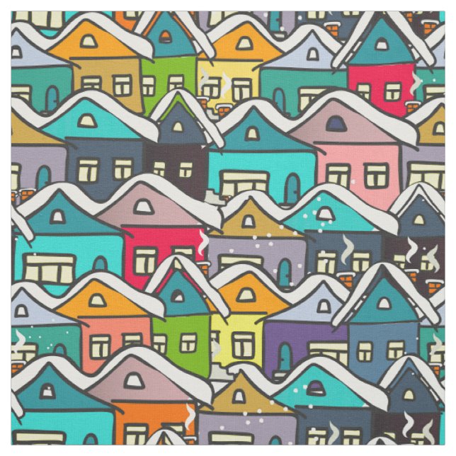 Casas Coloridas No Tecido De Inverno (Modelo)