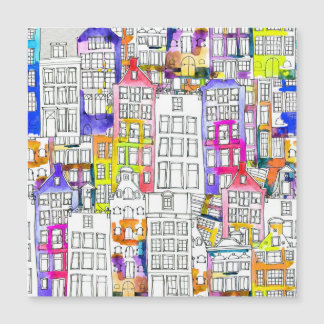 Casas de Amsterdã: Padrão Sem Costura De Aquarela