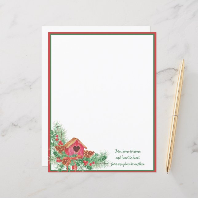 Casas de passarinho de aquarela fofa Natal (Frente/Verso In Situ)
