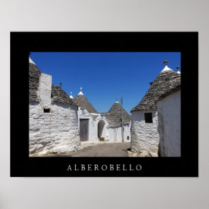 Casas de Trulli em Alberobello, poster preto de