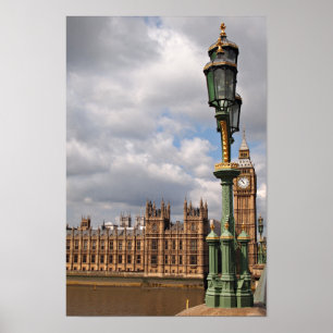 Casas do Parlamento e do Big Ben na poster de Lond