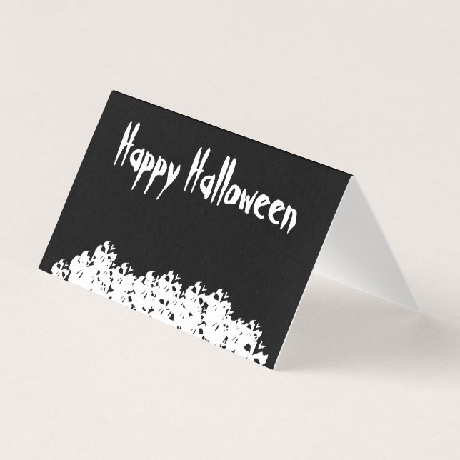 Cascas brancas pretas do Halloween empilham costum (Frente)