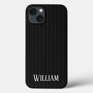 Cascas iPhone personalizadas de pinstripes pretas