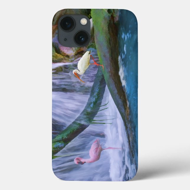 Cascata tropical, Flamingo e Ibis (Verso)