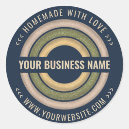 Caseiro Com Amor | Etiqueta Azul Marinho para Pequ