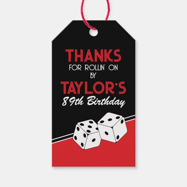 Casino Dice Birthday Obrigado A Favorecer Etiqueta (Frente)