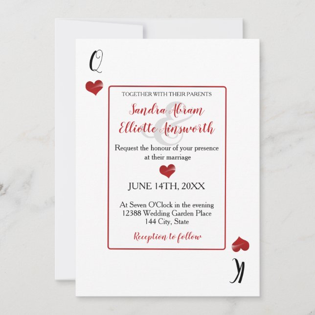 Casino Las Vegas Jogando Cartões Corações Vermelha (Frente)