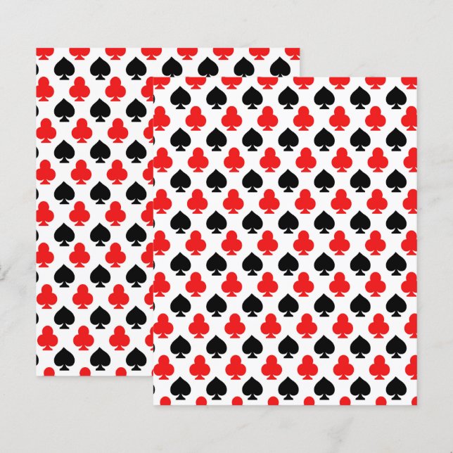 Casino Playing Cards Clubs Spades Scrapbook Paper (Frente/Verso)