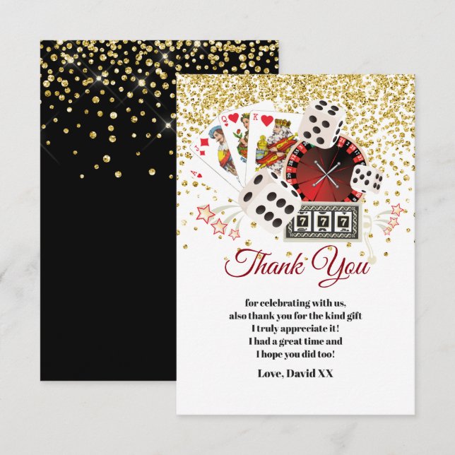 casino, pôquer, adulto, cartões de agradecimentos (Frente/Verso)