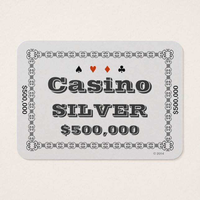 Casino ~SILVER~ Poker Chip Plaque $500.000 (100 ct (Verso)