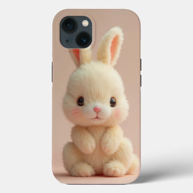 Caso Adorável Fluffy Bunny iPhone 13 (Verso)