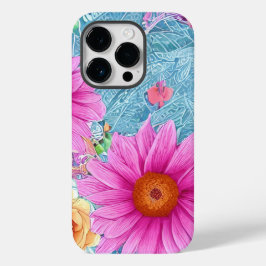 Caso bonito Floral Decorativo iPhone 14 Pro