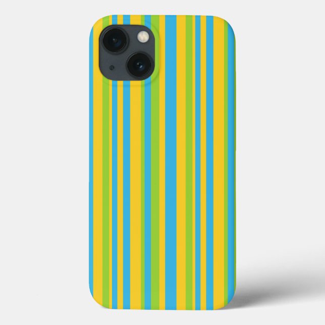 Caso Chic iPad: Turquesa, Amarelo, faixas Verdes (Verso)