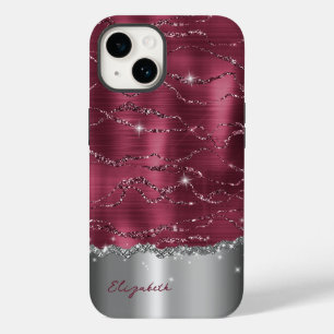 Caso de Monograma de Faux Glitter Silver Moderno B