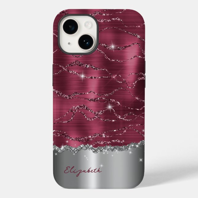 Caso de Monograma de Faux Glitter Silver Moderno B (Verso)