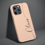 Caso de Script de Caligrafia Elegante Preto Aprico<br><div class="desc">Apricot Black Elegant Calliografia Script Personalizado Nome Personalizado iPhone 14 Smart Capa de telefone apresenta um design moderno e moderno simples e na moda com seu nome personalizado em elegante tipografia de script de caligrafia escrita à mão sobre um fundo de damasco. Elaborado por ©Evco Studio www.zazzle.com/store/evcostudio</div>