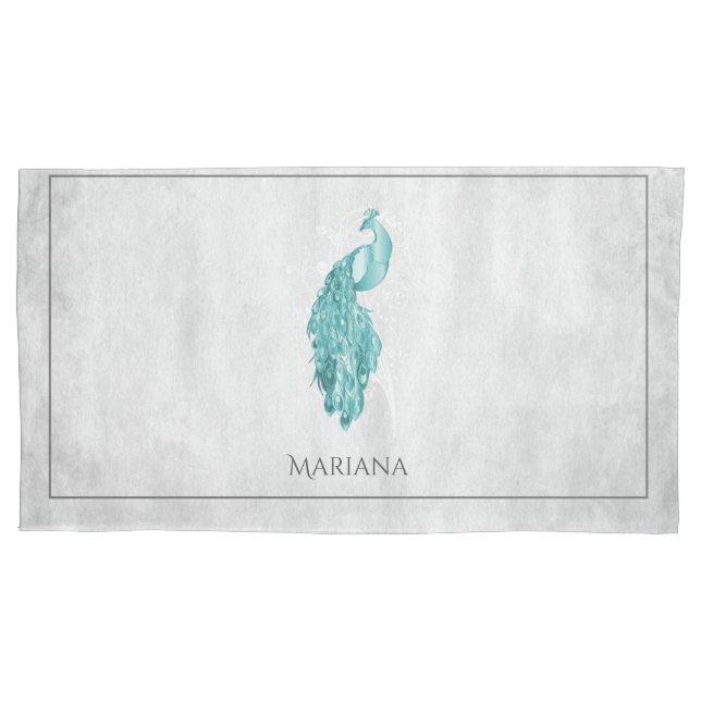 Caso de Travesseiro de Peacock Teal Elegant (Frente)