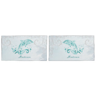Caso de Travesseiro Personalizado de Golfinho Teal
