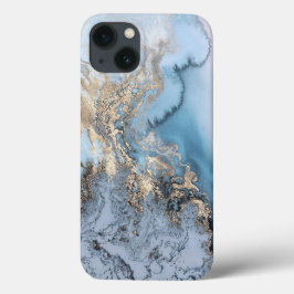 Caso do iPhone 6/6 do Marble Azul-Claro e Dourado
