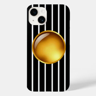Caso do Luxury Black & Dourado Striped iPhone 16