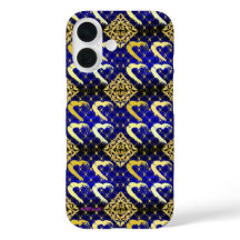 Caso do Luxury Royal Blue e Dourado Hearts iPhone