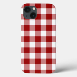 Caso do Padrão de Gingham Vermelho e Branco iPhone