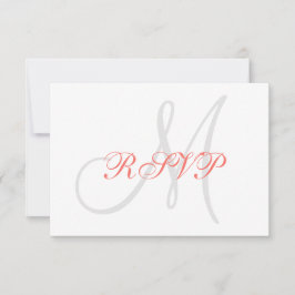 Caso Elegante Cinza Coral Monograma Casado RSVP