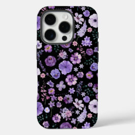 Caso Elegante de Blooms Roxos iPhone 16Pro
