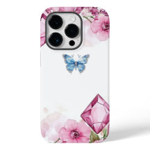 Caso Elegante Floral Gem Butterfly iPhone 14 Pro