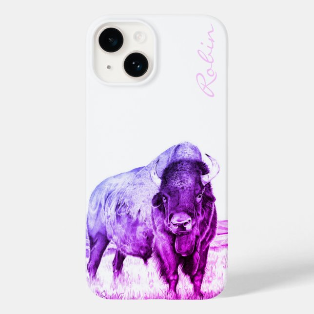 Caso Hamilton ~ American Bison (roxo) iPhone 14 (Verso)