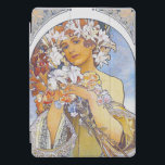 CASO IPAD - Alphonse Mucha - Vintage 1897 - Flores<br><div class="desc">Este caso apresenta uma imagem de arte antiga de 1897 do artista Alphonse Mucha. Disponível para outros modelos iPad. Personalize/personalize adicionando texto personalizado à sua escolha de fonte,  imagem adicional ou logotipo. Faz um belo presente.</div>
