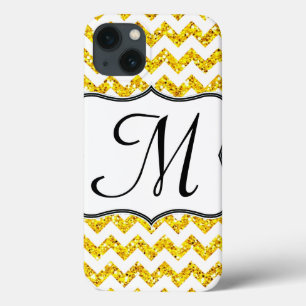 Caso IPAD de Girly Monograma de Chevron Amarelo Mo