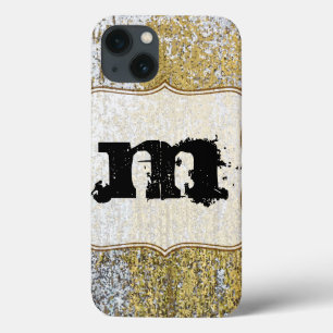Caso IPAD do Monograma do Grunge Dourado e Silver