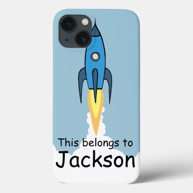 Caso iPad Personalizado da Rocketship Retro Blue (Verso)