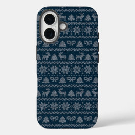 Caso iPhone 16 de maçã de Natal Azul