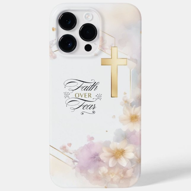 Caso Máx. Elegante Dourado Cross iPhone 14 Pro (Verso)