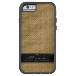 Caso Monograma Personalizado do iPhone 6 Burlap do