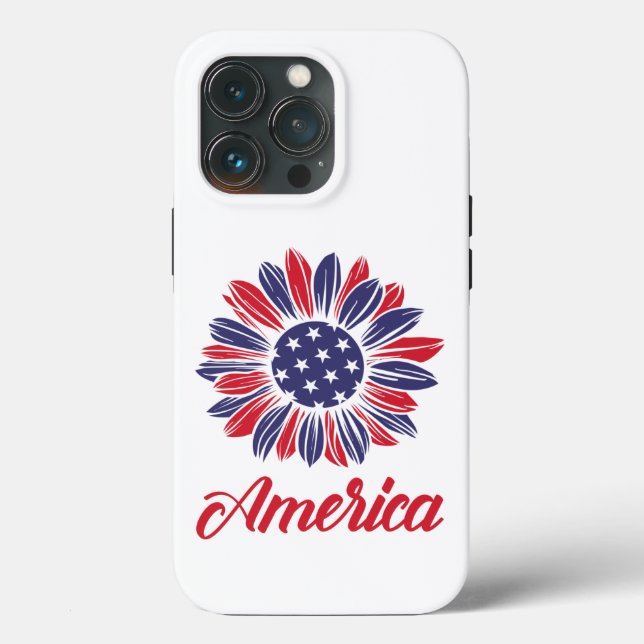 Caso Patriótico Americano de Girassol-Mate iPhone  (Verso)