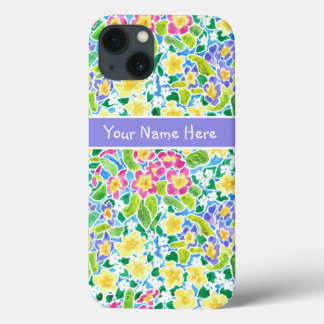 Caso Personalizado Rosa, Azul, Primroses Amarelo i