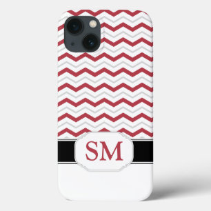 Caso Red & Cinza Chevron Monograma iPad 2/3/4