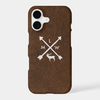 Caso Rustic Leather Look Monograma iPhone 7+