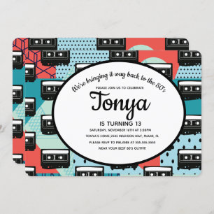 Cassete Retro de Festa dos anos 80 Retorna Convite