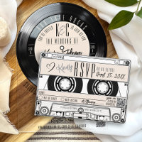 Cassette Tape Record Convite de Casamento de Fenda