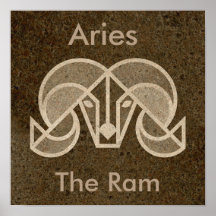 Castanho Áries Zodiac, Ram, Horoscope Poster