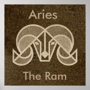 Castanho Áries Zodiac, Ram, Horoscope Poster
