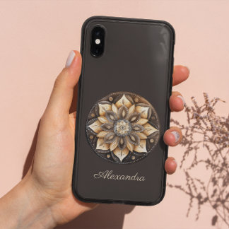 Castanho Castanho Floral Mandala Personalizado